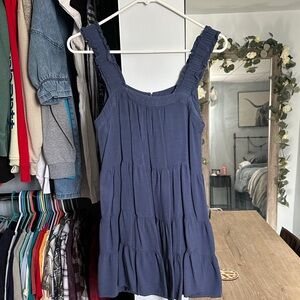 Shinestar Navy Tiered Mini Dress with Ruching Straps